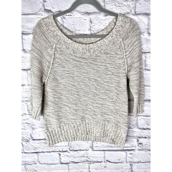 EXPRESS Women's Light Gray Boat Neck 3/4 Sleeve Sweater Small - Picture 1 of 4